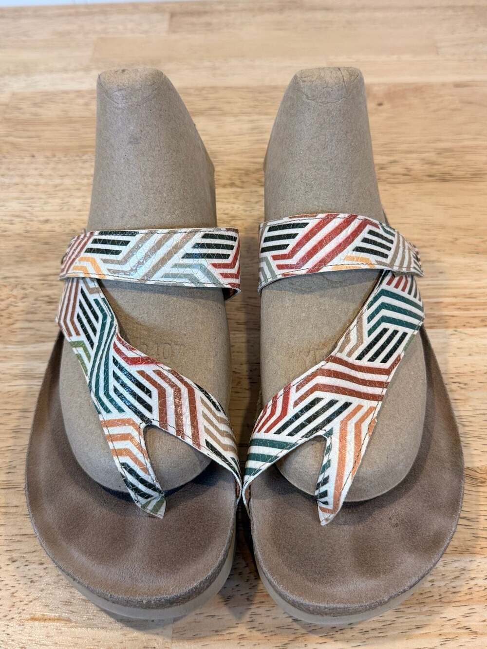 Taos Lola Geometric Multi Leather Thong Sandals - Picture 2 of 7